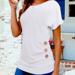 NWT! Women's Casual Short Sleeve Round Neck Loose Tunic T Shirt Blouse Tops